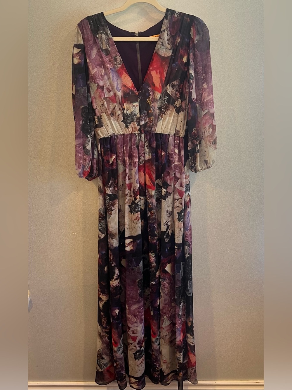 Alice + Olivia Multi-Color Floral V-Neck Maxi Dress